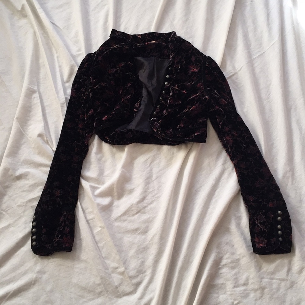 Free people velvet cropped blouse